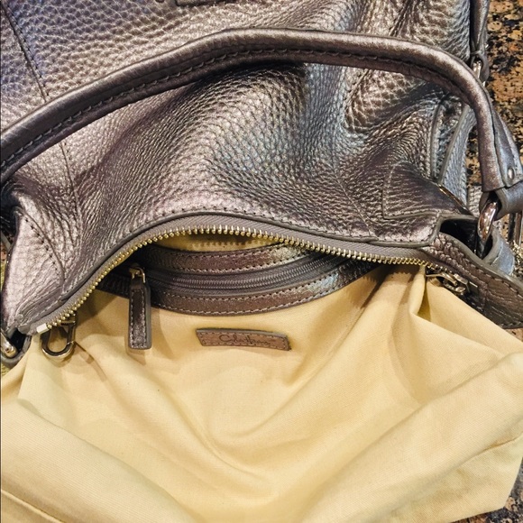 🪩COLE HAAN SILVER LEATHER BAG SATCHEL TOTE - Picture 7 of 11